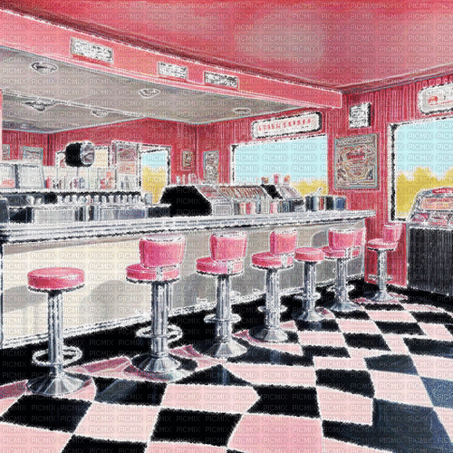 ♡§m3§♡  classic diner 1950 animated pink - GIF เคลื่อนไหวฟรี