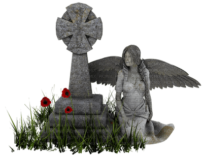 Kaz_Creations Halloween Statue Angel Gravestone - png gratis