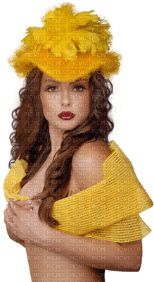 Kaz_Creations Woman Femme Yellow Hat - 免费PNG