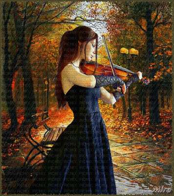 woman with violin bp - Gratis animeret GIF