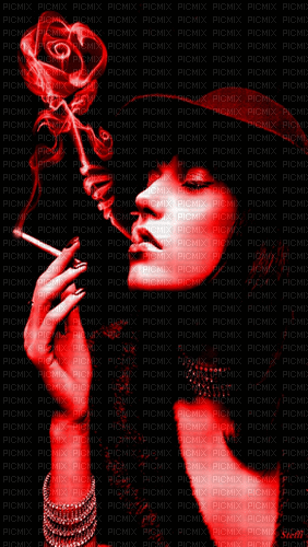 maj gif femme cigarette - Gratis animeret GIF