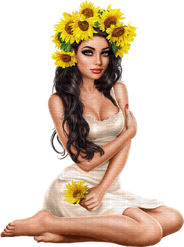 Lady Sunflower. Leila - 免费PNG