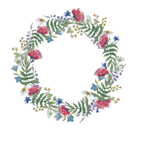 wild flowers circle frame - zdarma png