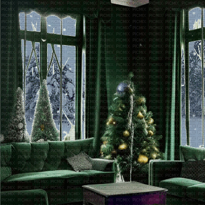 Dark Green Christmas Lounge - GIF animé gratuit
