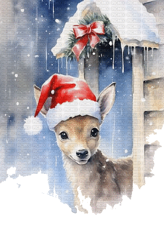 winter, deer, holidays, hiver, cerf, Noel - Bezmaksas animēts GIF