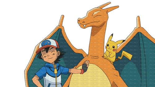 Ash, Charizard and Pikachu - Free PNG