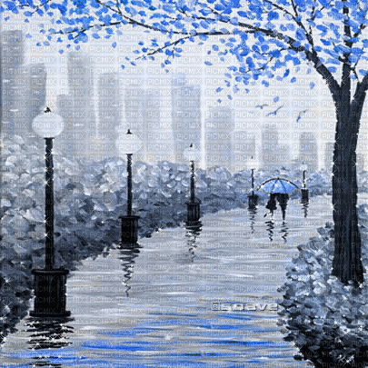 soave background animated painting  rain city - Zdarma animovaný GIF