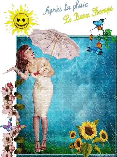 maj gif femme parapluie - Gratis animerad GIF
