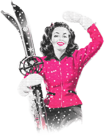 soave woman winter vintage ski sport pin up - бесплатно png