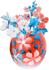 soave deco flowers  easter eggs blue orange - PNG gratuit