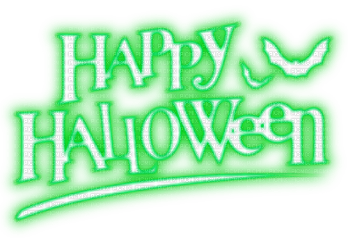 Happy Halloween.Text.Green.White - ingyenes png