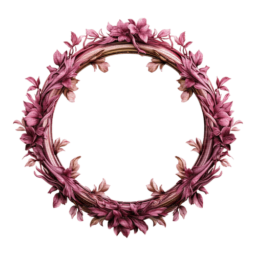 round frame flowers pink deco rox - png grátis