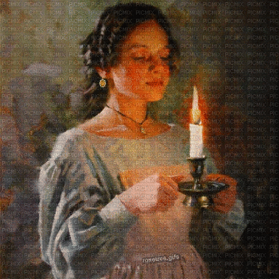Frau mit Kerze - Gratis geanimeerde GIF