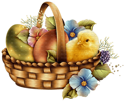 Kaz_Creations Easter Deco Basket Chick - PNG gratuit
