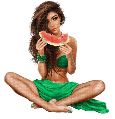 Woman. Watermelon. Leila - darmowe png