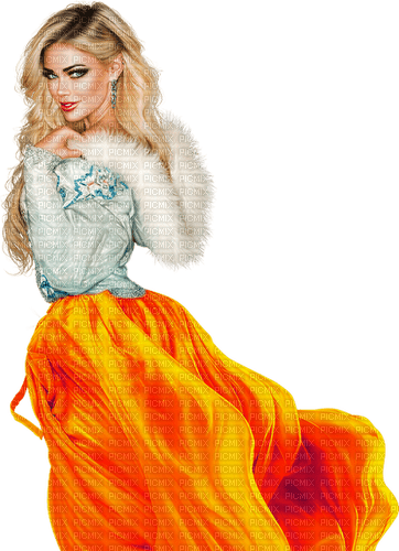 kikkapink winter fashion woman  orange dress - фрее пнг