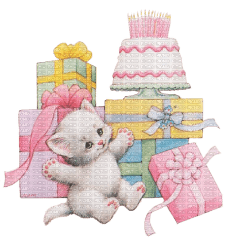 kikkapink scrap birthday gift present cat cake - nemokama png