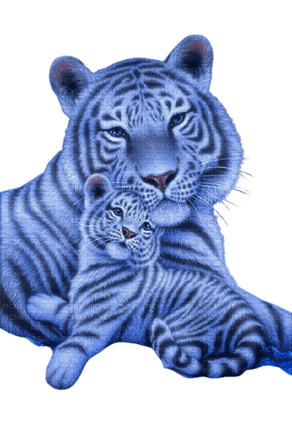 Vanessa Valo _crea=blue tiger with her cub - 免费PNG