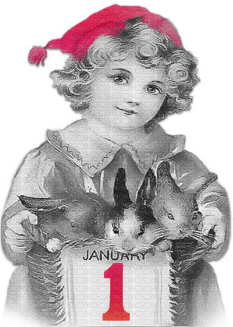 soave children vintage  girl new year text january - ilmainen png