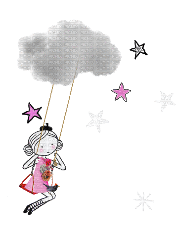 Girl on a swing - Бесплатный анимированный гифка