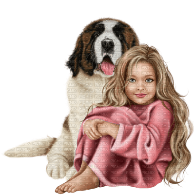 minou-girl-flicka-dog-hund-pink - PNG gratuit