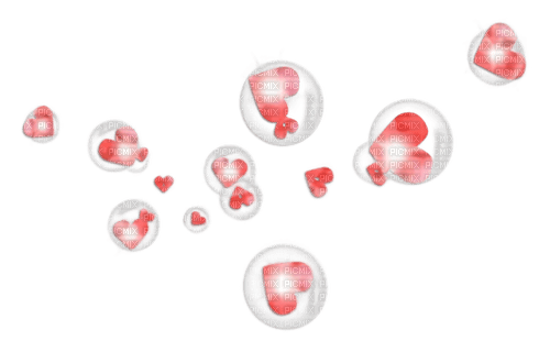 Red hearts bubble deco [Basilslament] - Free PNG