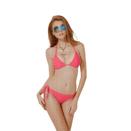 Redhead swimmer with necklace and sunglasses - gratis png