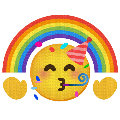emojikitchen party hat with rainbow - Free PNG