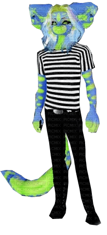 Blue and green catboy - PNG gratuit