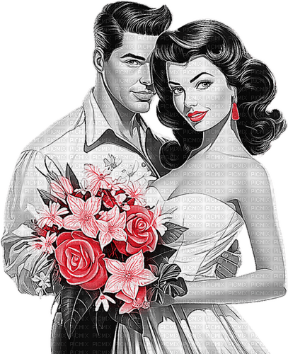 ♡§m3§♡ VDAY COUPLE RED BLACK vintage - Free PNG