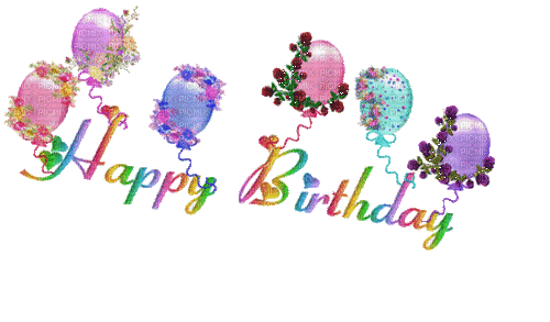Happy Birthday, Ballons - GIF animé gratuit