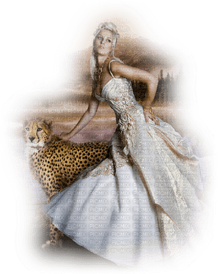 woman with cheetah bp - 免费PNG