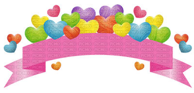 Kaz_Creations Love Banner Heart Deco Colours - gratis png