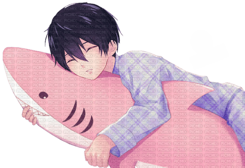 ✶ Haruka Nanase {by Merishy} ✶, anime , manga , cartoon , boy , cute ,  shark , pink , plush , free , haruka , harukananase , sleep , sleeping -  Free PNG - PicMix