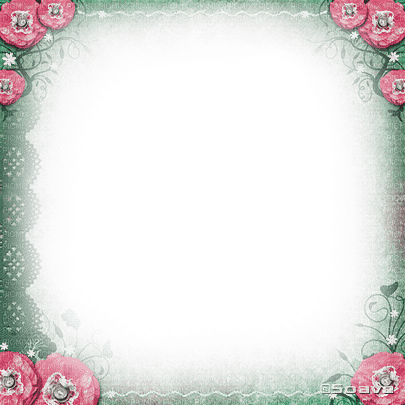soave frame vintage flowers rose  lace pink green - Free PNG