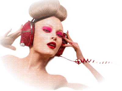 Femme avec casque audio - png gratis