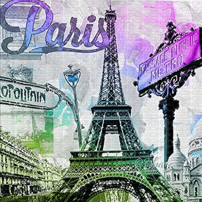soave background vintage paris postcard animated - GIF animé gratuit