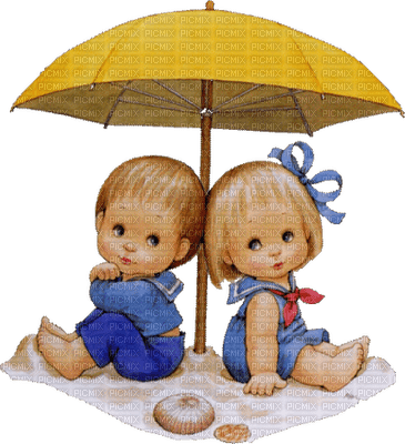 Kaz_Creations Children With Parasol  Umbrella - PNG gratuit