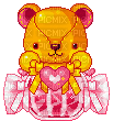 cute teddy bear with pink heart bow - Gratis geanimeerde GIF