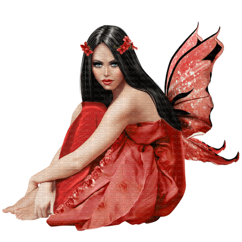 fairy woman kikkapink autumn red - Free PNG