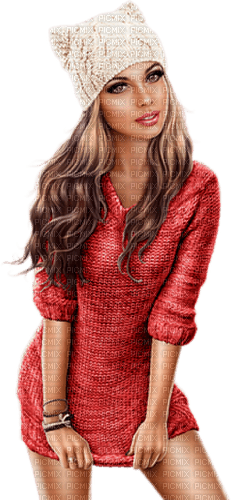 Winter. Woman. Hat and sweater. Leila - PNG gratuit