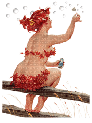 Kaz_Creations Woman Femme Red Redhead Bubbles - 無料png