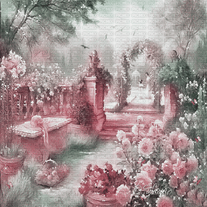 soave background animated vintage garden pink - Gratis animeret GIF
