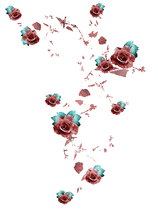 soave deco flowers rose branch animated pink teal - 免费动画 GIF
