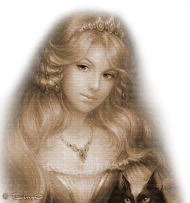 Y.A.M._Fantasy woman girl sepia - 免费PNG