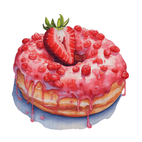strawberry donut Bb2 - zdarma png