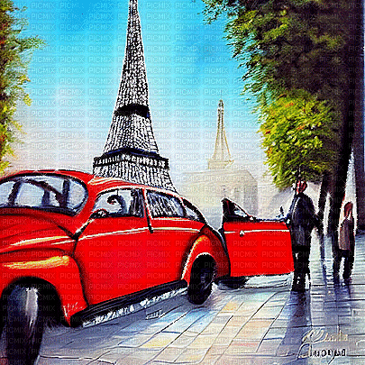 kikkapink paris car animated background - Δωρεάν κινούμενο GIF