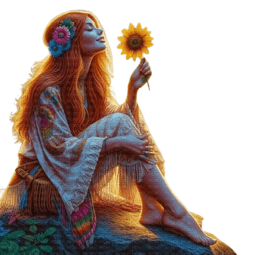 loly33 femme hippy - png gratuito