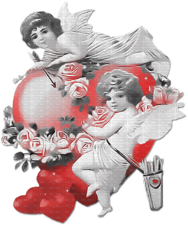 soave deco valentine vintage heart cupid angels - δωρεάν png