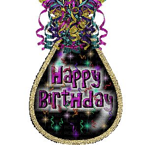 image encre happy birthday effet gris multicolore briller or ink ivk gif rose deco edited by me - Gratis animeret GIF